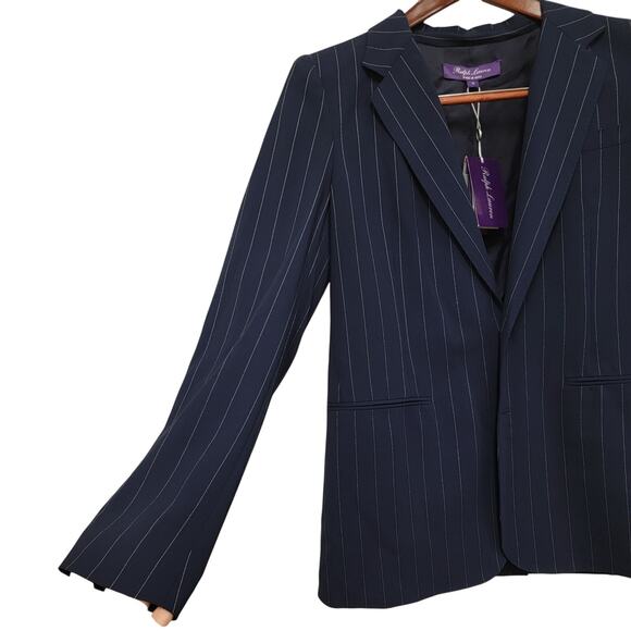 Ralph Lauren Purple Label Navy White Pin Stripe Jacket 12 - Picture 7 of 10